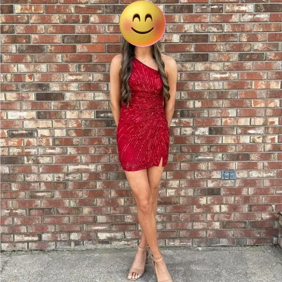 Sherri Hill | Dresses | Red Sherri Hill Beaded Mini Dress Size Worn Once |  Poshmark
